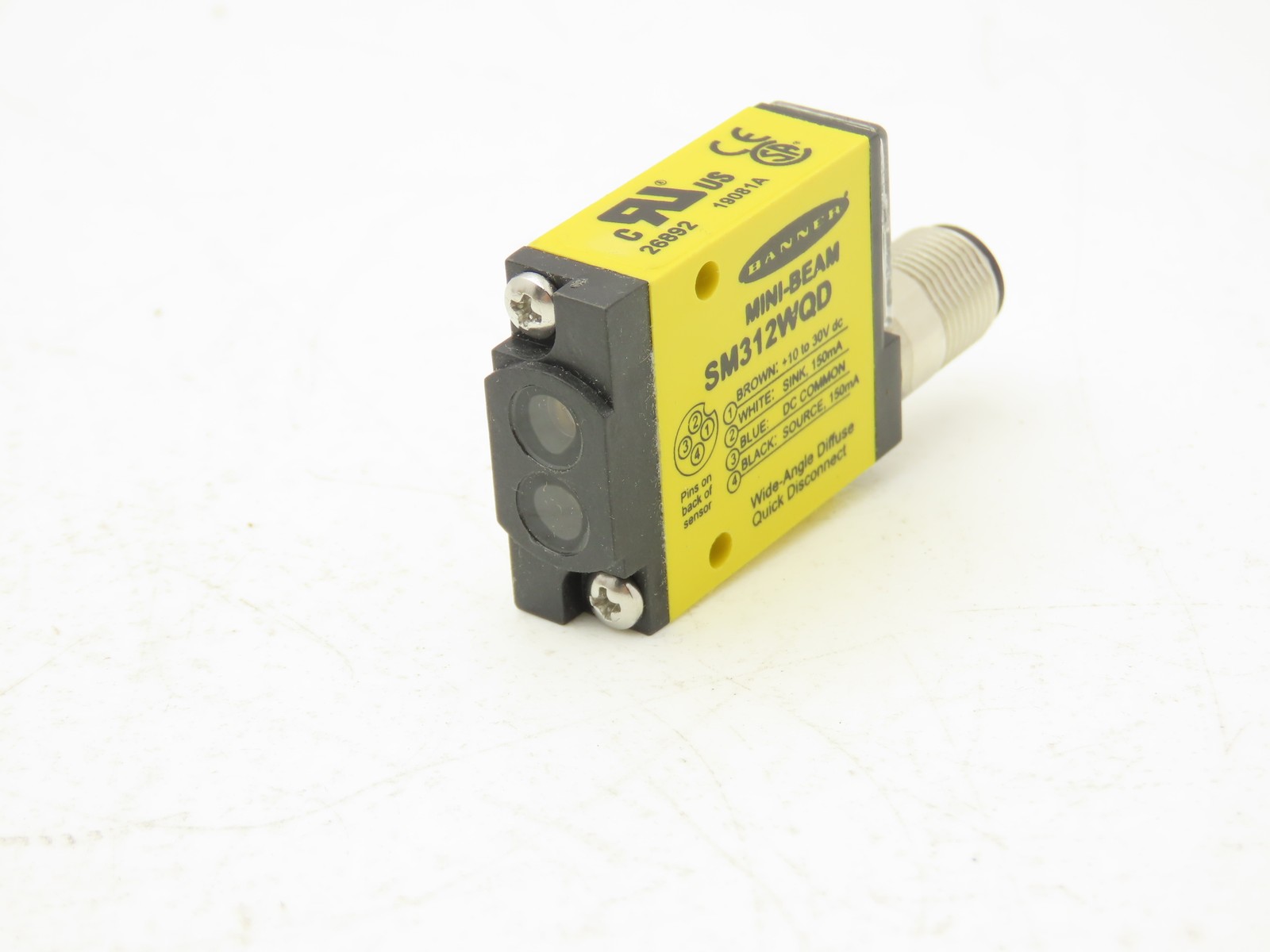 Banner SM312WQD Mini-Beam Divergent Diffuse Standard Sensor 130mm 10-30VDC