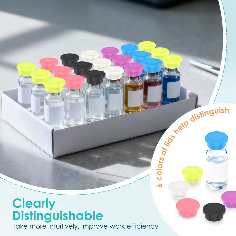 48 Pcs Vial Cap 3ml Glass Vial Leak Proof Evaporation Proof Silicone Seal Top
