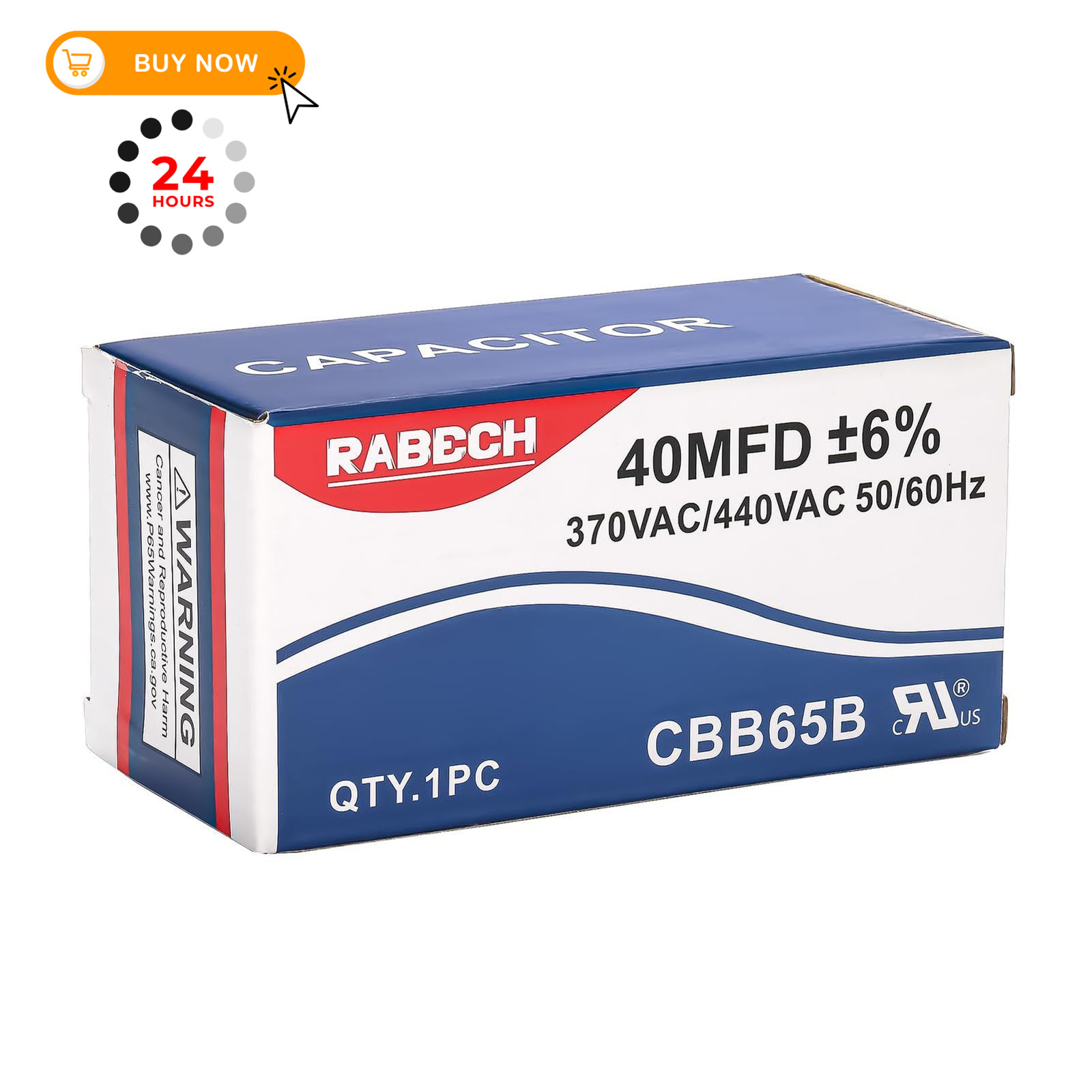RABECH 40uF 40MFD CBB65B Run Start Round Capacitor 40 uF MFD 370V or