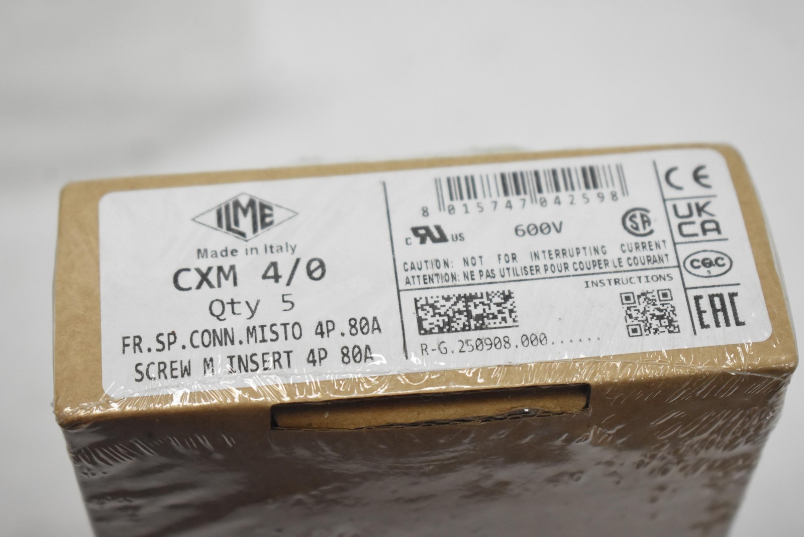 ILME CXM 4/0 4-Pole 80A Screw Insert Connector Blocks Gray Qty 5 600V Italy