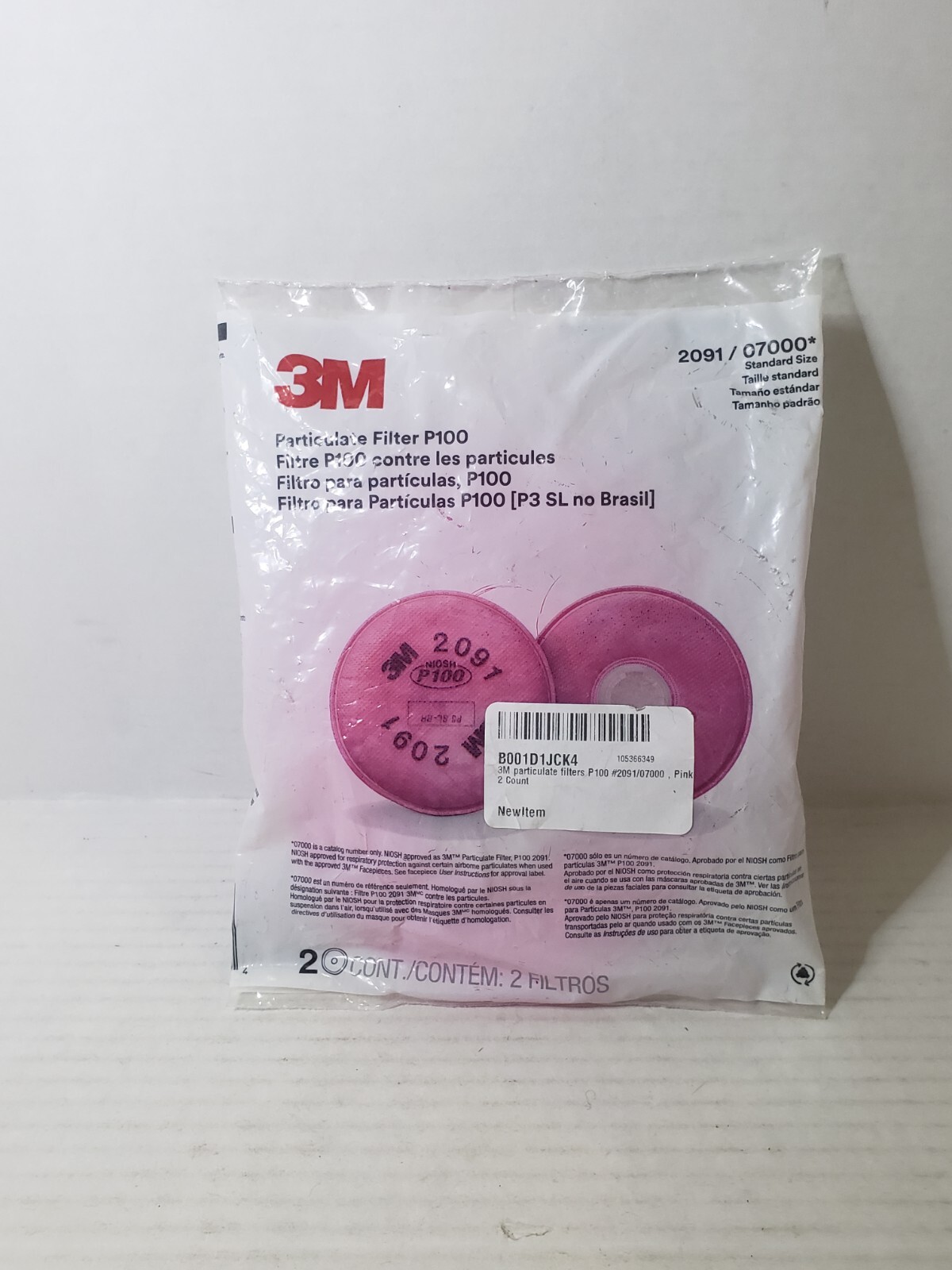 3M 2091 P100 Replacement Particulate Filters Respiratory Protection USA MADE