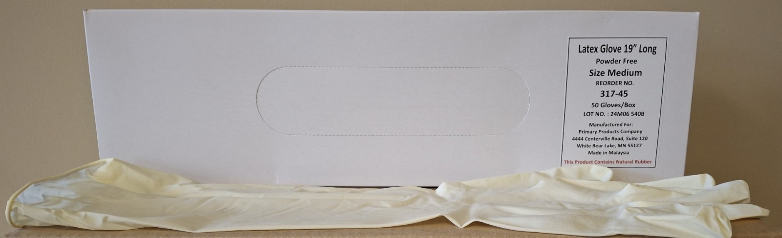 Elbow Length Latex Gloves 19″ Long 9 Mil Natural, Chemical Resistant, 50 per Box