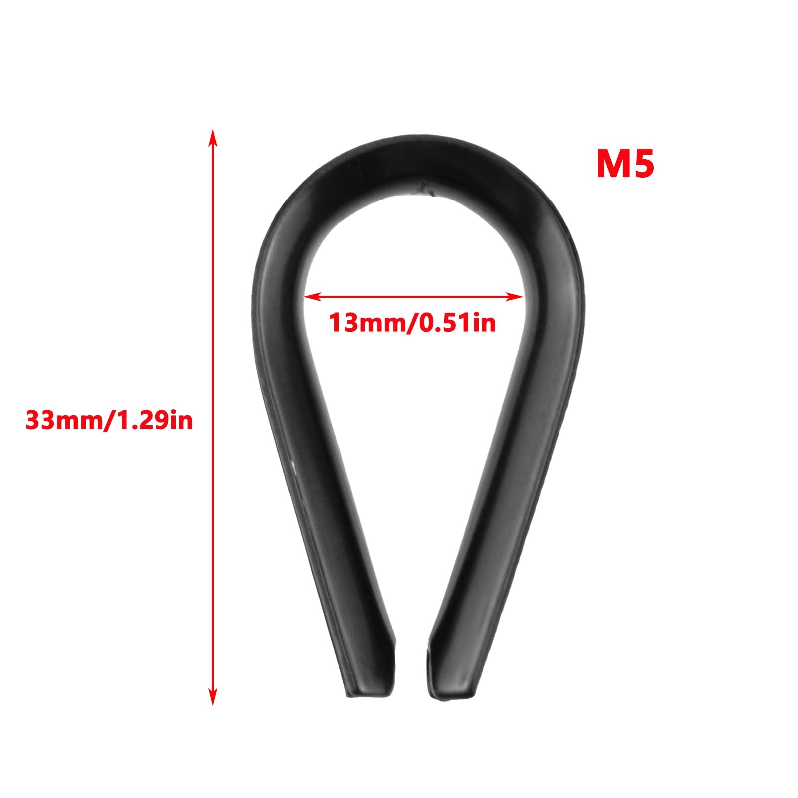 M5 Stainless Steel Thimble,Rope Thimble Rigging,Black,12Pcs