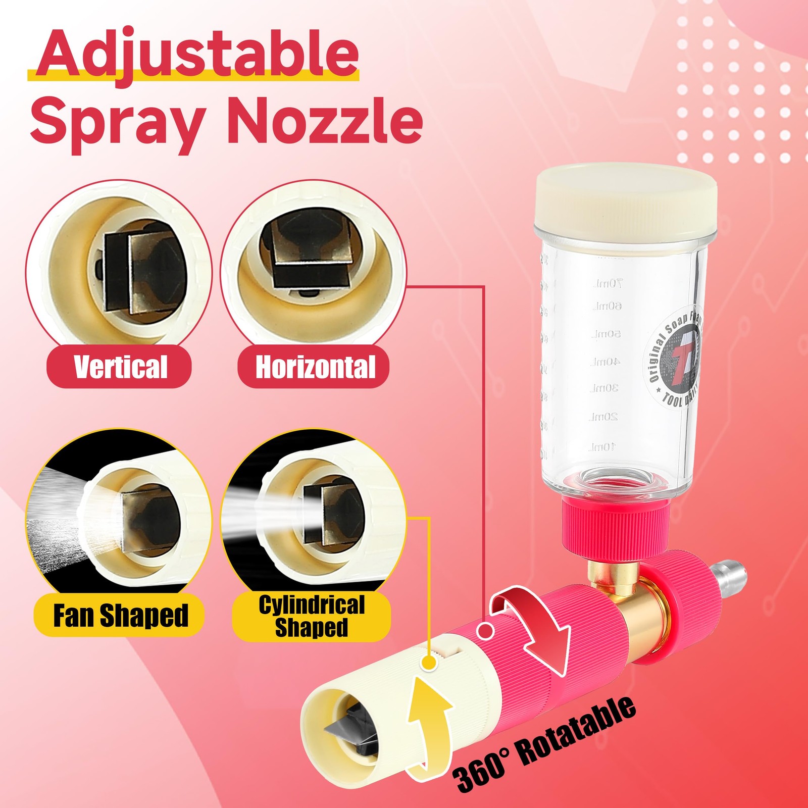 Tool Daily Foam Cannon for Pressure Washer, Original Soap Car Pink