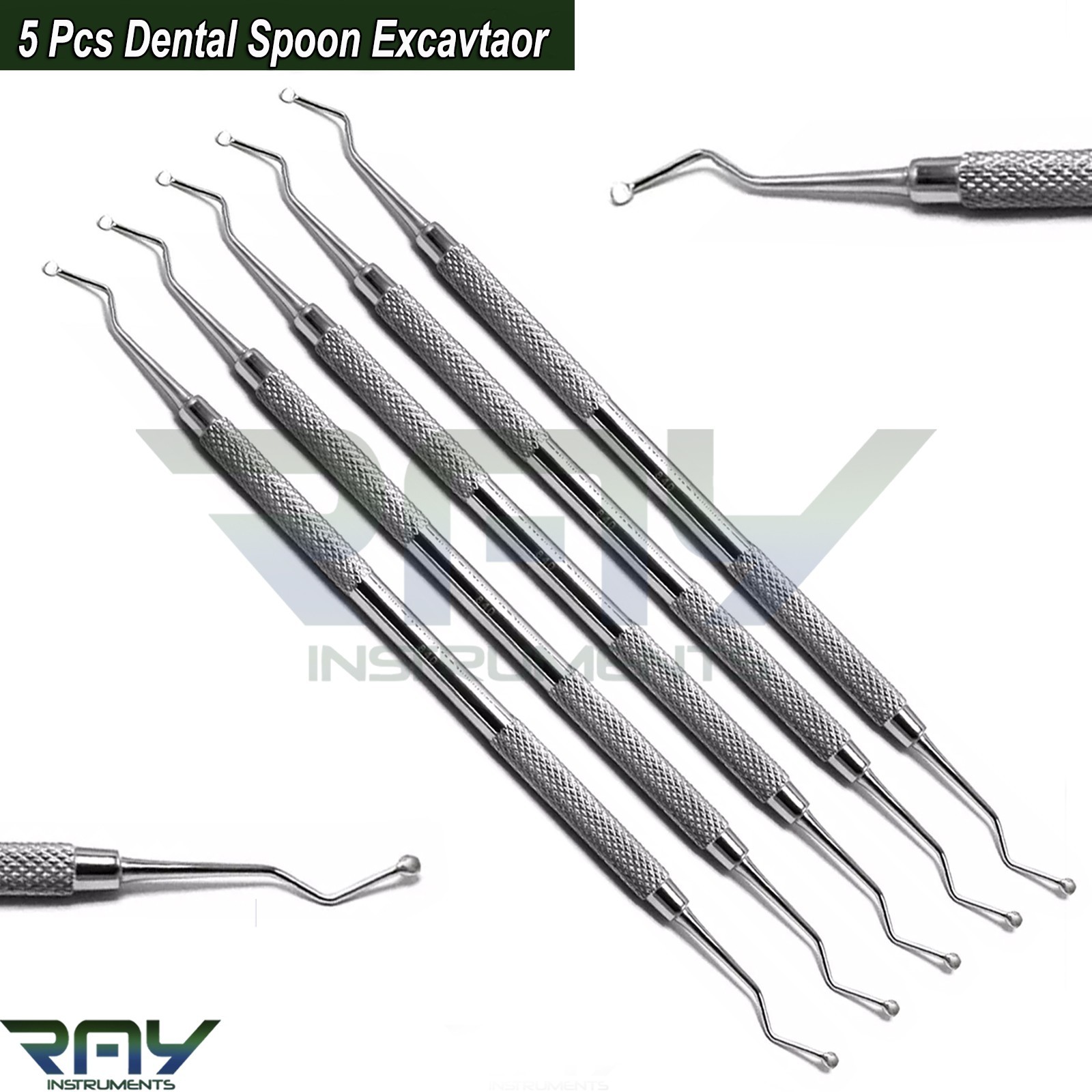 5 Pcs Dental Spoon Excavator 840 Double Ended Restorative Surgical Instruments