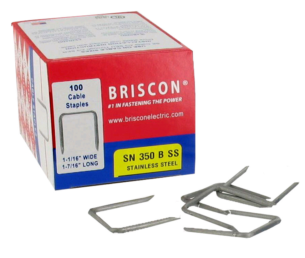 Briscon SN-350-B-SS 302 Stainless Steel Cable Staples 1-1/16″WX1-7/16″L Box 100