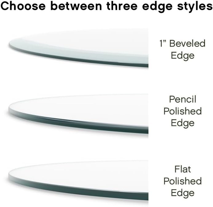 The Better Bevel 12″ Round Tempered Glass Table Top, Beveled Edge