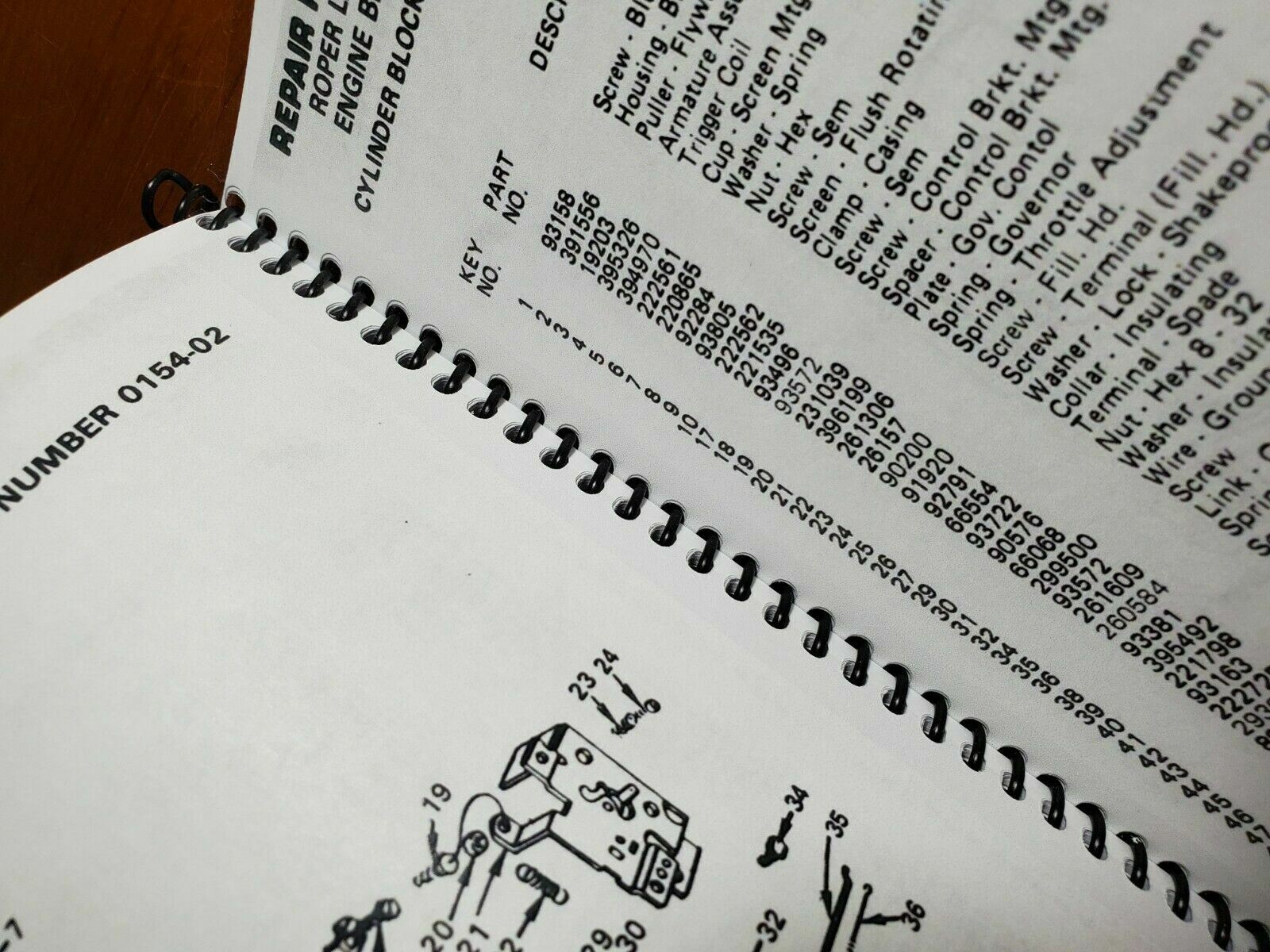 Roper LT110FR LT110 11 HP Lawn Tractor 38″ Mower Owner Operator Parts Manual ’87