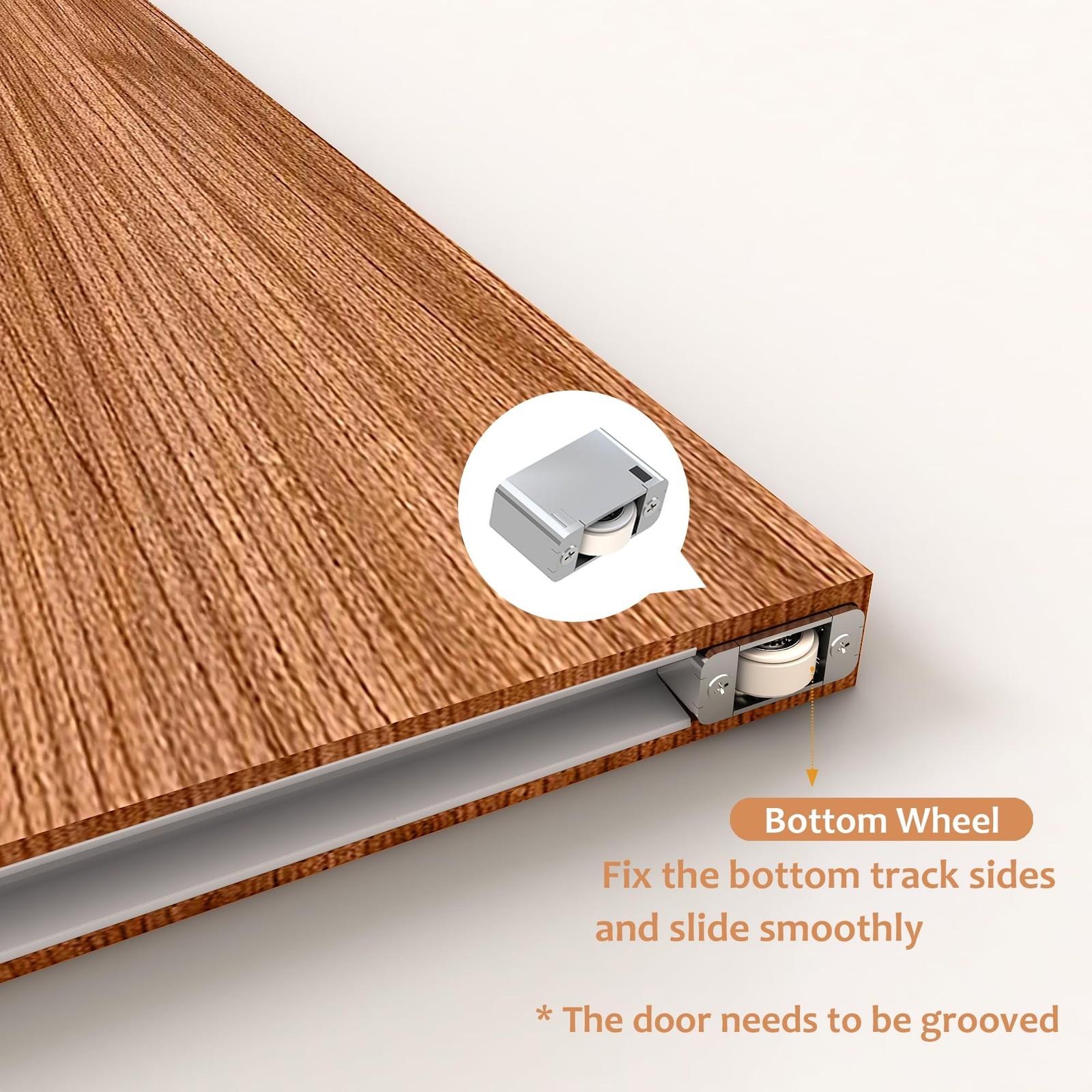 JUBEST 32″ Concealed Barn Door Hardware Kit with Soft Close Mechanism, Wall M…