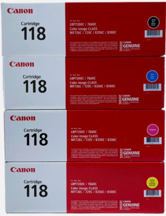 Replacement For Canon 118 CMYK 4 Pack Toner Cartridge Set MF8350cdn MF8580cdw