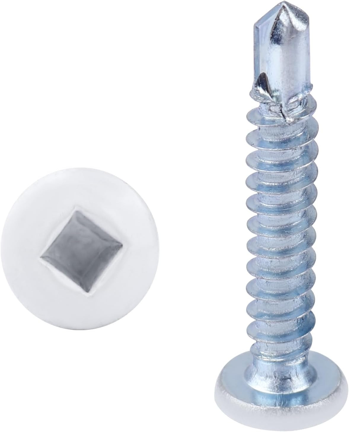 White Square Head Self Tapping Screws RV Trailer 8 X 1 for Metal Quad Drive S…