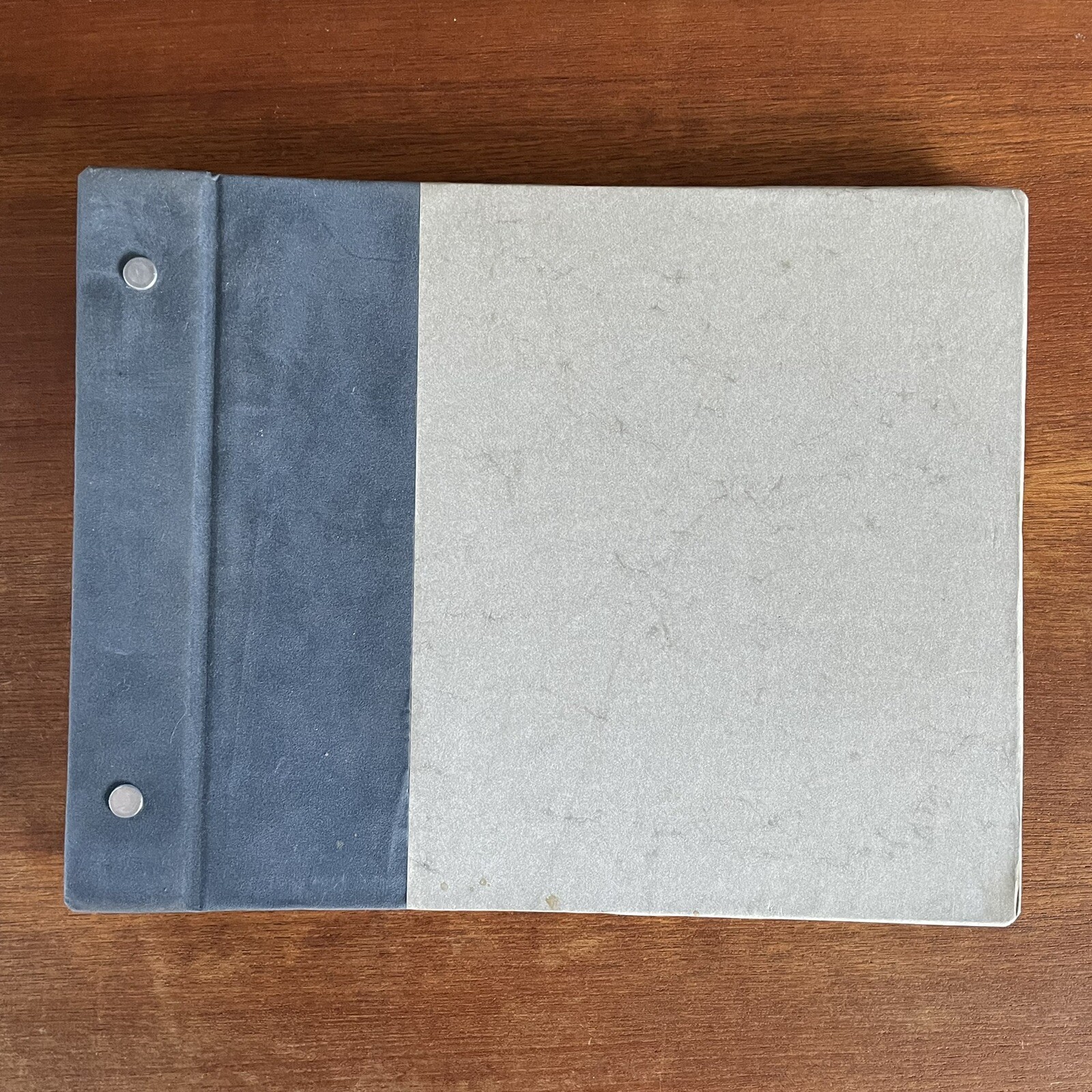 Vintage Unused Blank Book Blue Gray Paper Brads Binding 11.25 x 8.75 in