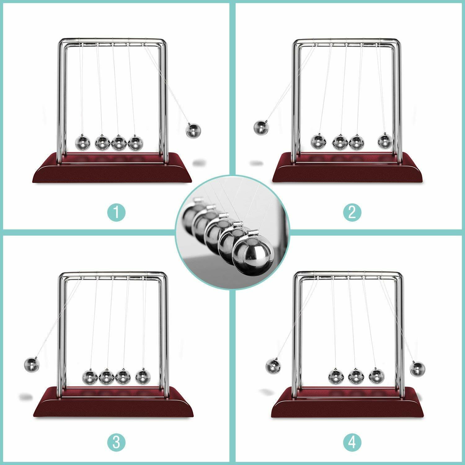 Newtons Cradle Office Desk Toy Gravity Balance Balls 5.3″X 4.5″X 5.5″ Medium