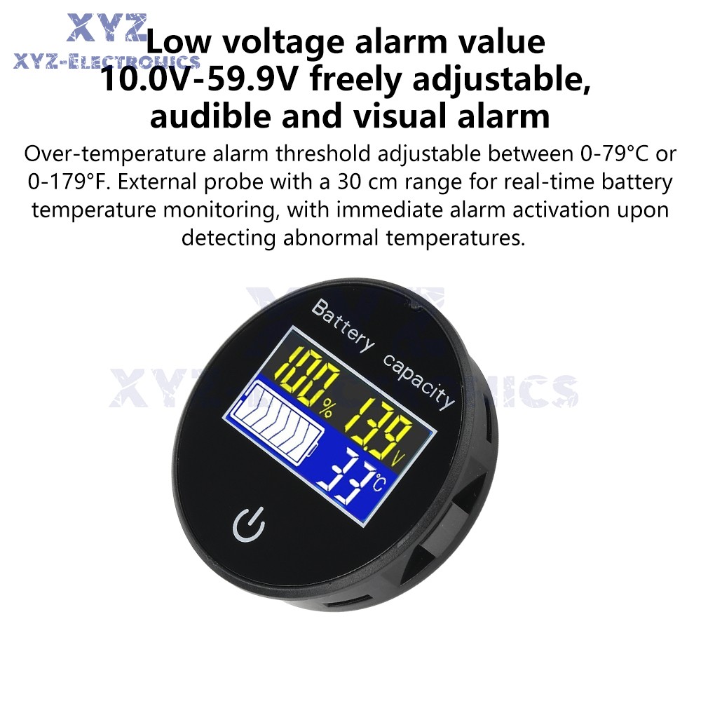 LCD Digital Battery Level Indicator Voltage Power Percentage Temperature Display