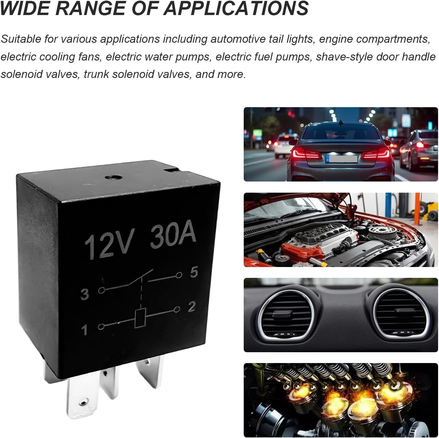 4 PCS 4 Pin , 12V 30A Multi-Purpose Vehicle Starter Relay Replacement, Waterp…