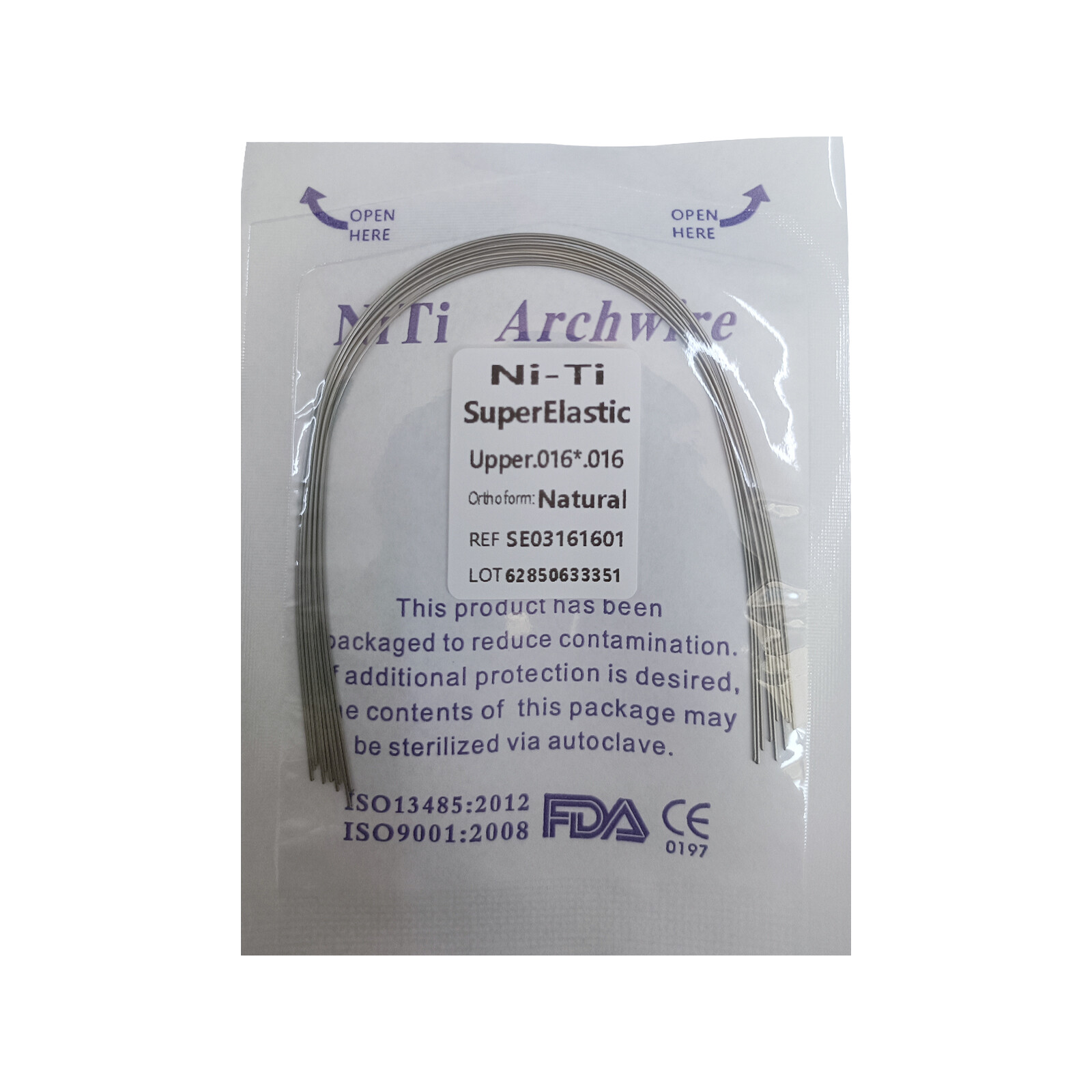10-100 Alambre de Arco Dental Ortodoncia Super Elástico Niti Rectangular Natural