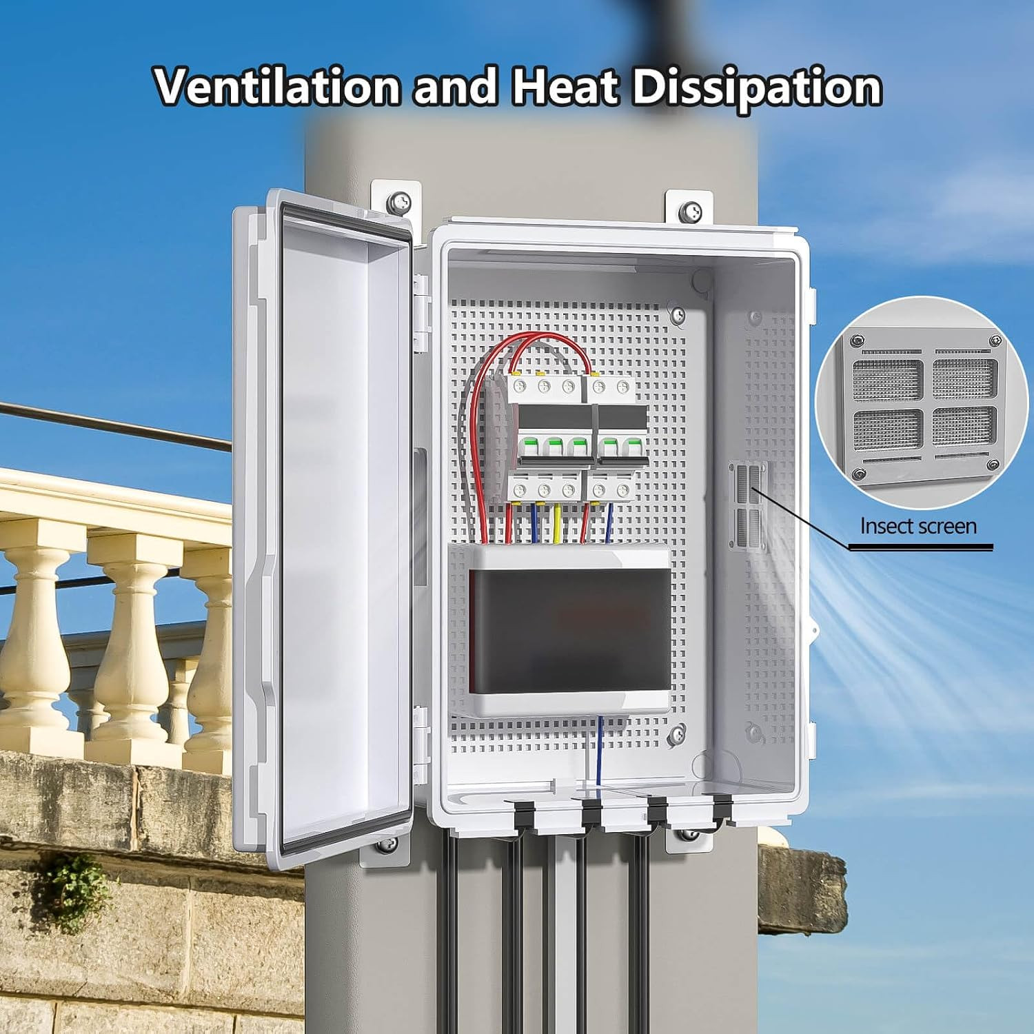 Electrical Junction Box, Ventilated Design, Cable Grommets, Indoor/Outdoor Use w
