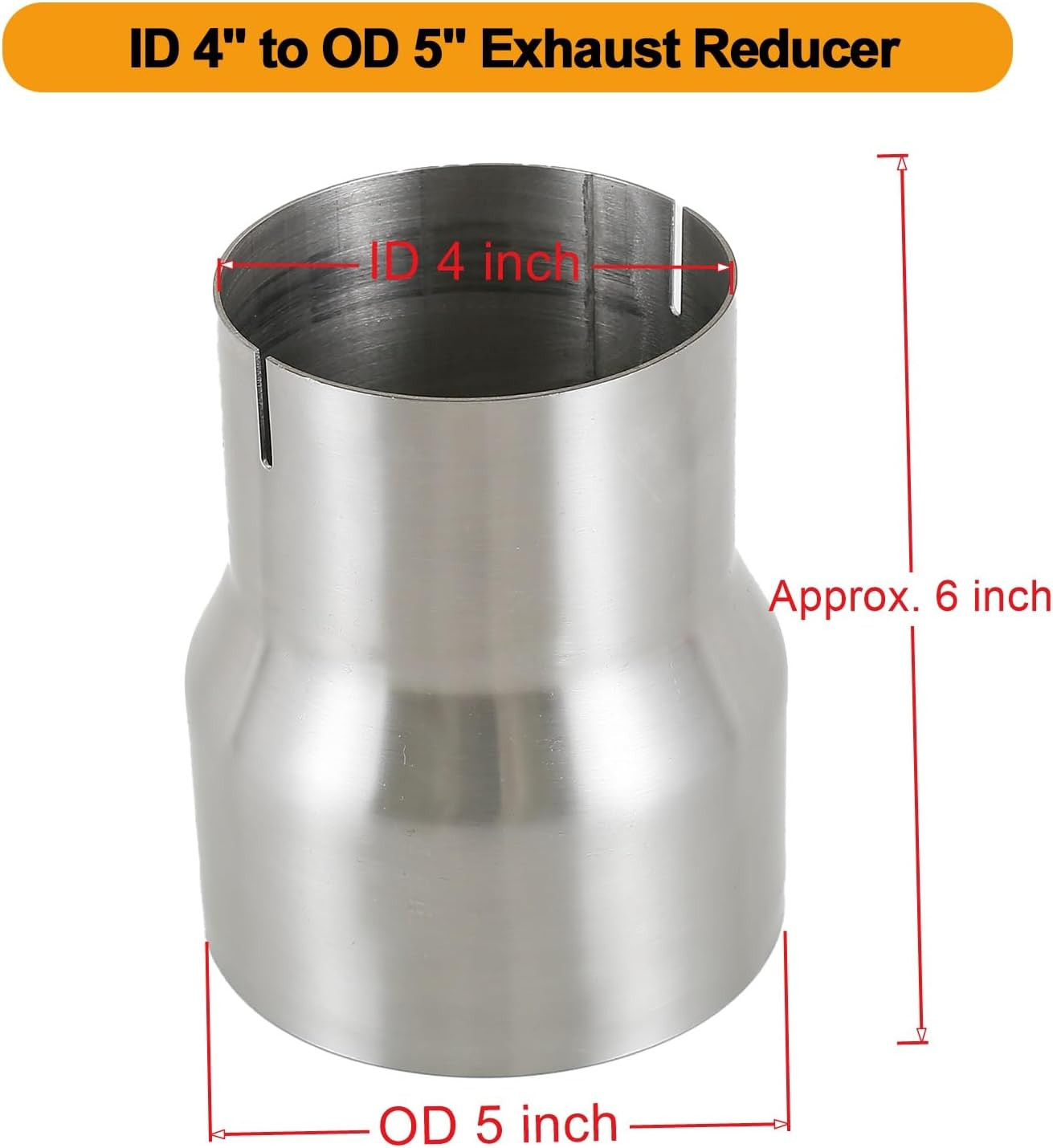 Universal T304 Stainless ID 4 inch to OD 5 inch Exhaust Adapter Reducer
