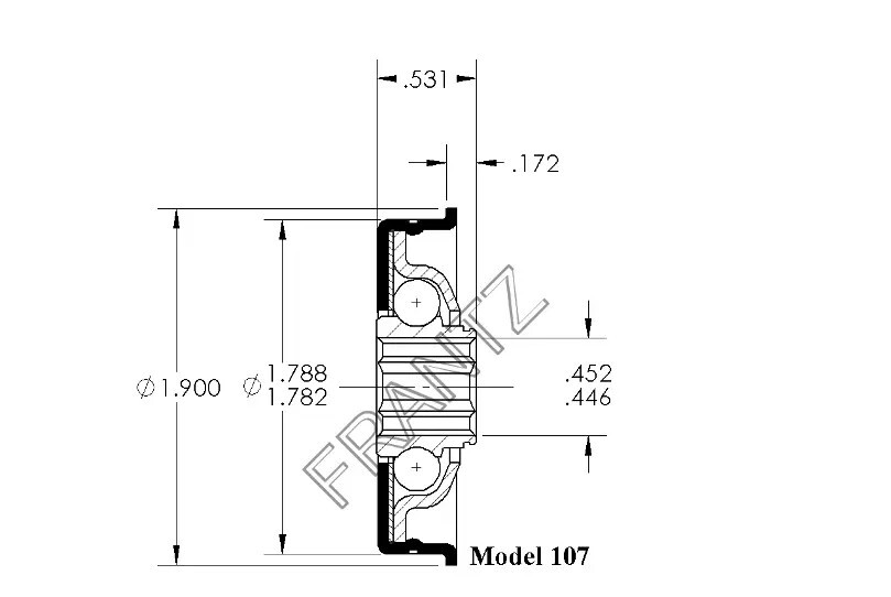 Frantz Conveyor Bearing 1.788″ OD, 1.90″ Fl , 7/16″Hex Bore LOT of 20 NOS PN 107