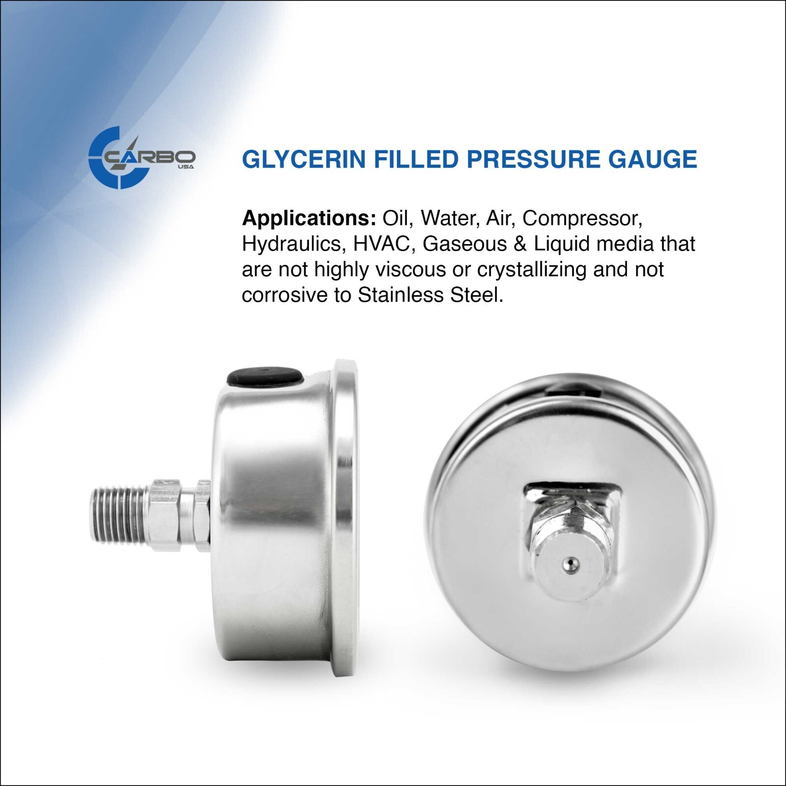 2.5″ LIQUID FILLED PRESSURE GAUGE 0 – 4000 PSI, STAINLESS STEEL CASE BACK MOUNT