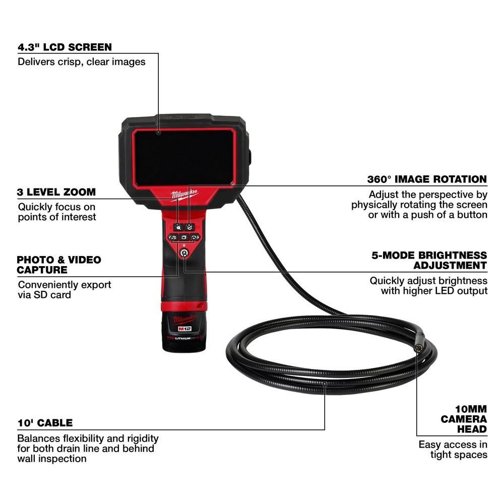 Milwaukee 2324-21 M12 M-Spector 360 10′ Inspection Camera