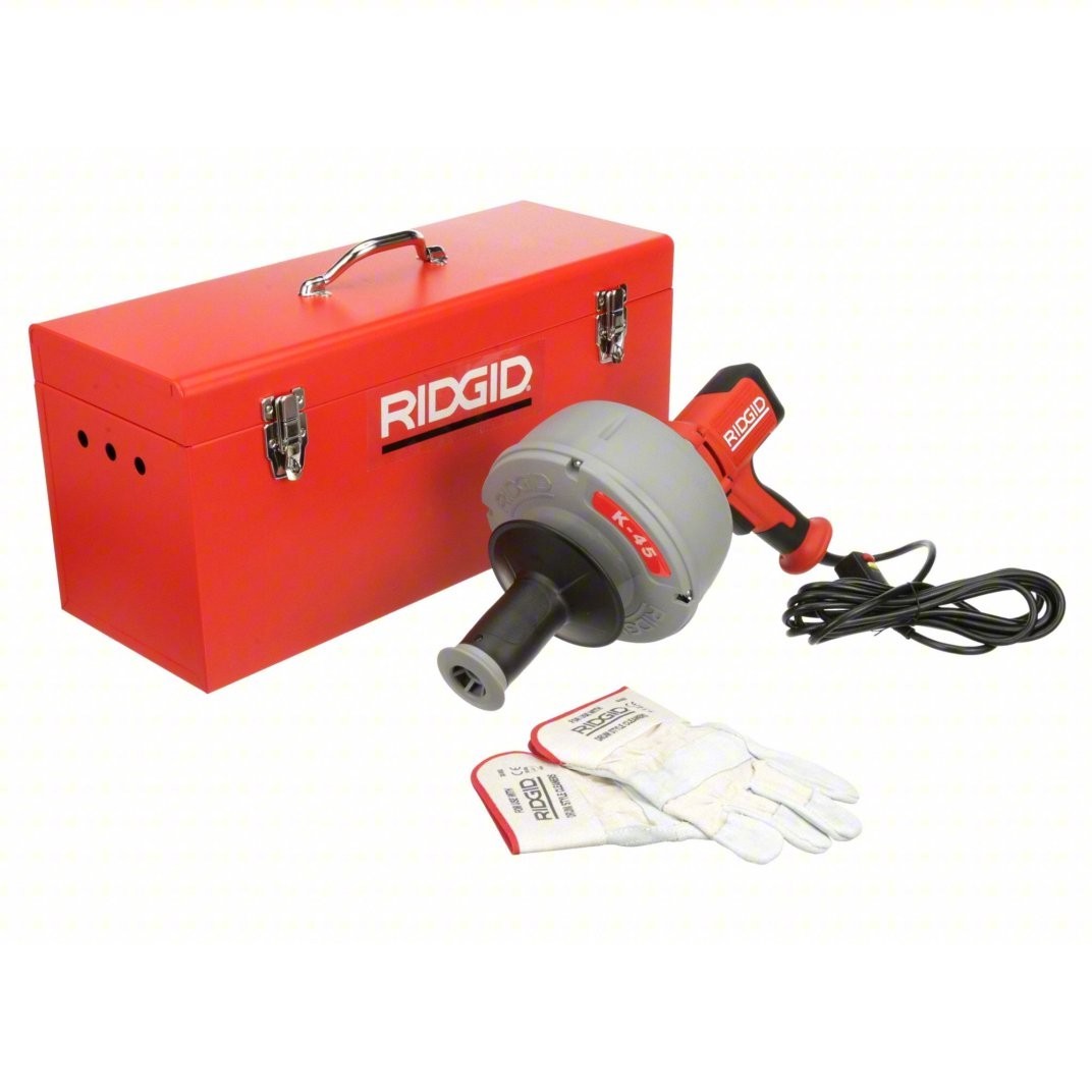 RIDGID Drain Cleaning Gun: Corded, K-45, For 3/4 in to 2 1/2 in Pipe, 5/16