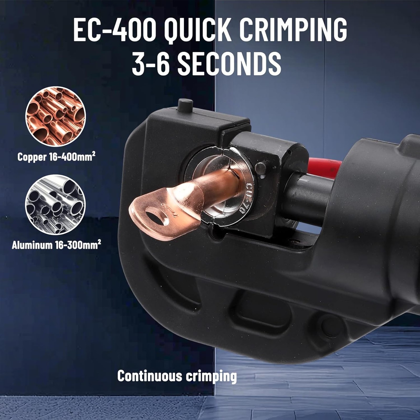 Hydraulic Crimping Tool 12Ton Battery Powered 120KN 21V Lithium-Ion 360°