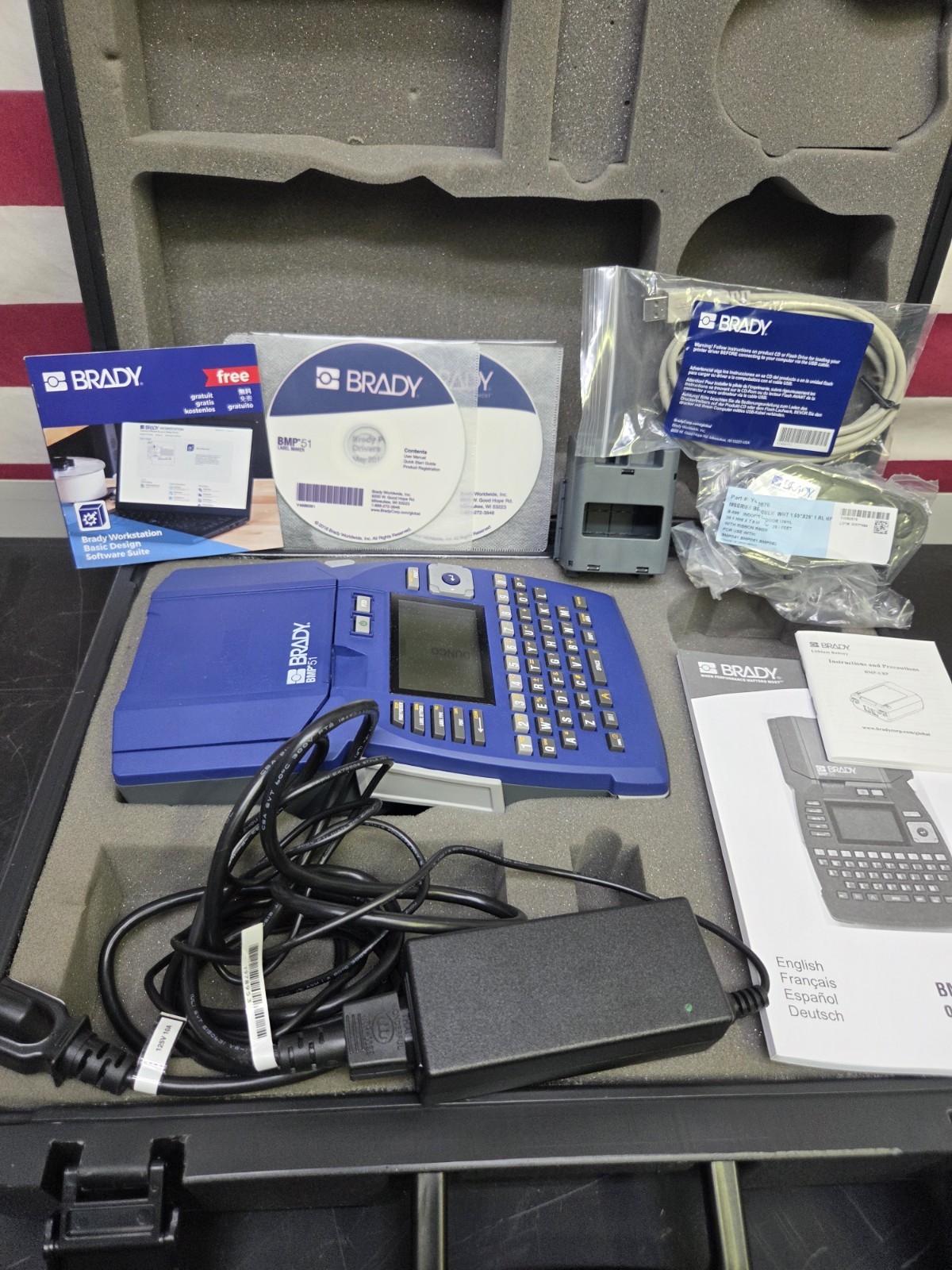 Brady BMP51 Portable Printer In OEM Case, Charger, Manual, Works Great! Used