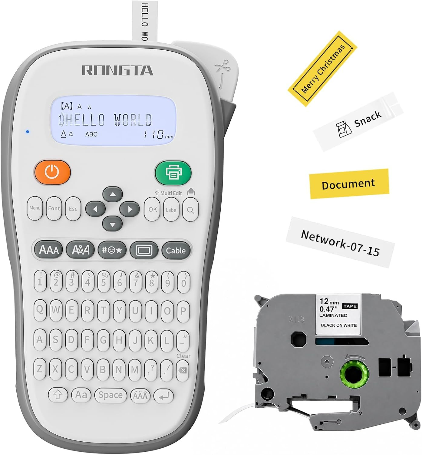 TH110 Bluetooth Handheld Label Maker Machine with 1 Tape, QWERTY Keyboard Portab