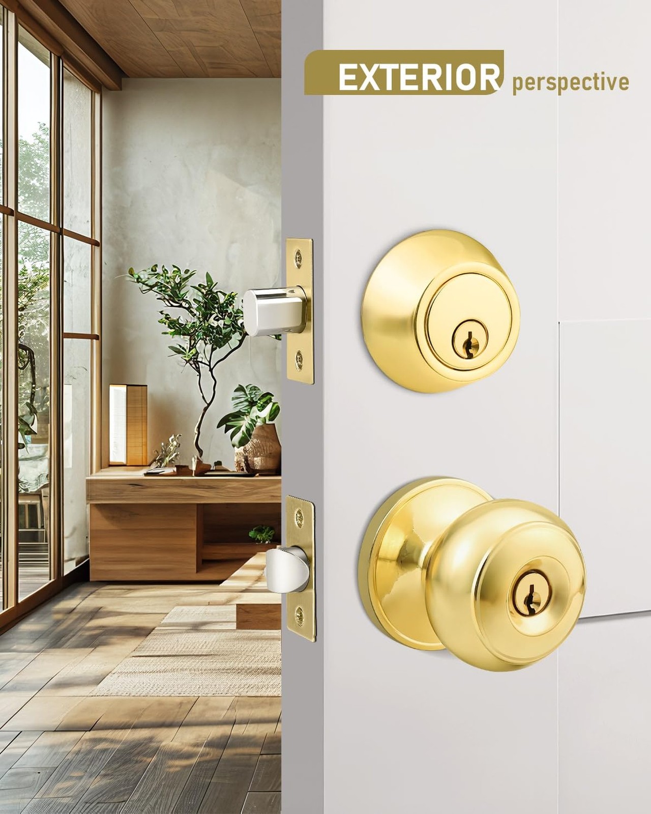 6 Pack Keyed Alike Front Door Knob and Deadbolt Set, Entry Door Locksets with…