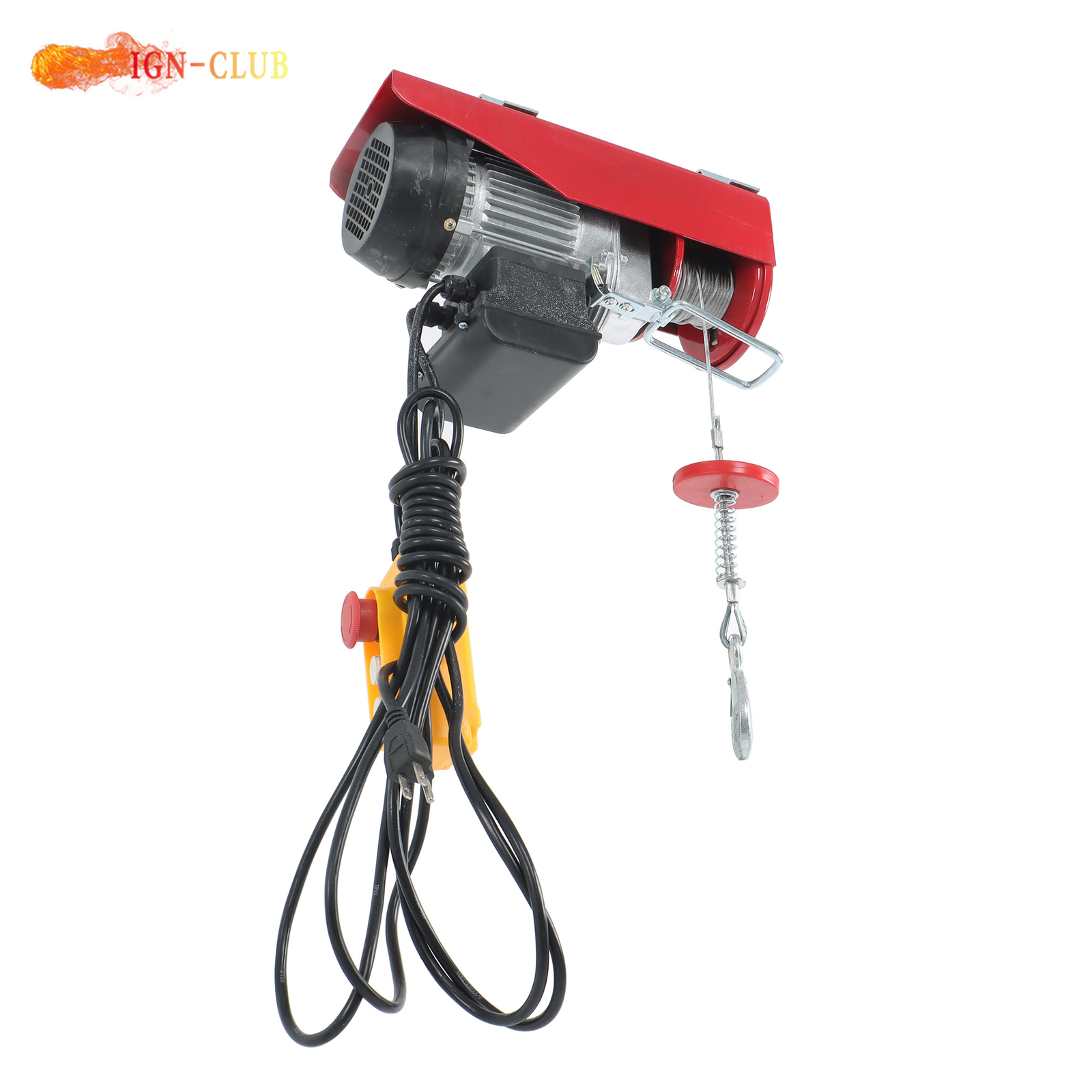 Industrial 110V Electric Winch 440LB Lifting Capacity 14FT Remote Garage Hoist