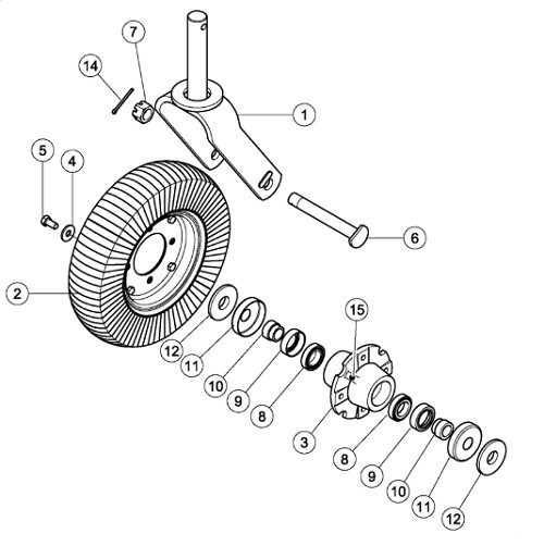 ROTARY CUTTER TAIL WHEEL 1-1/2″ SHAFT REPLACE BUSH HOG 50069838 LANDPRIDE & MORE