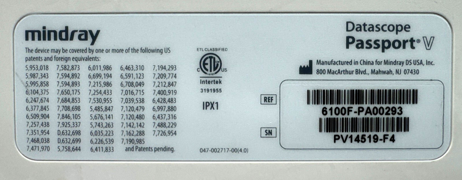 Mindray Datascope Passport V S.V. 01.07.00 (1382R)