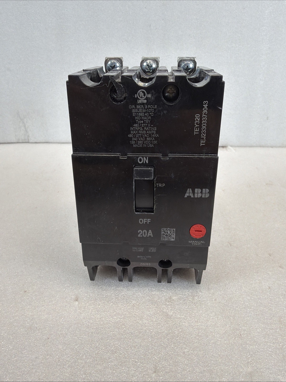 GE TEY320 General Electric 3 Pole 20A Breaker