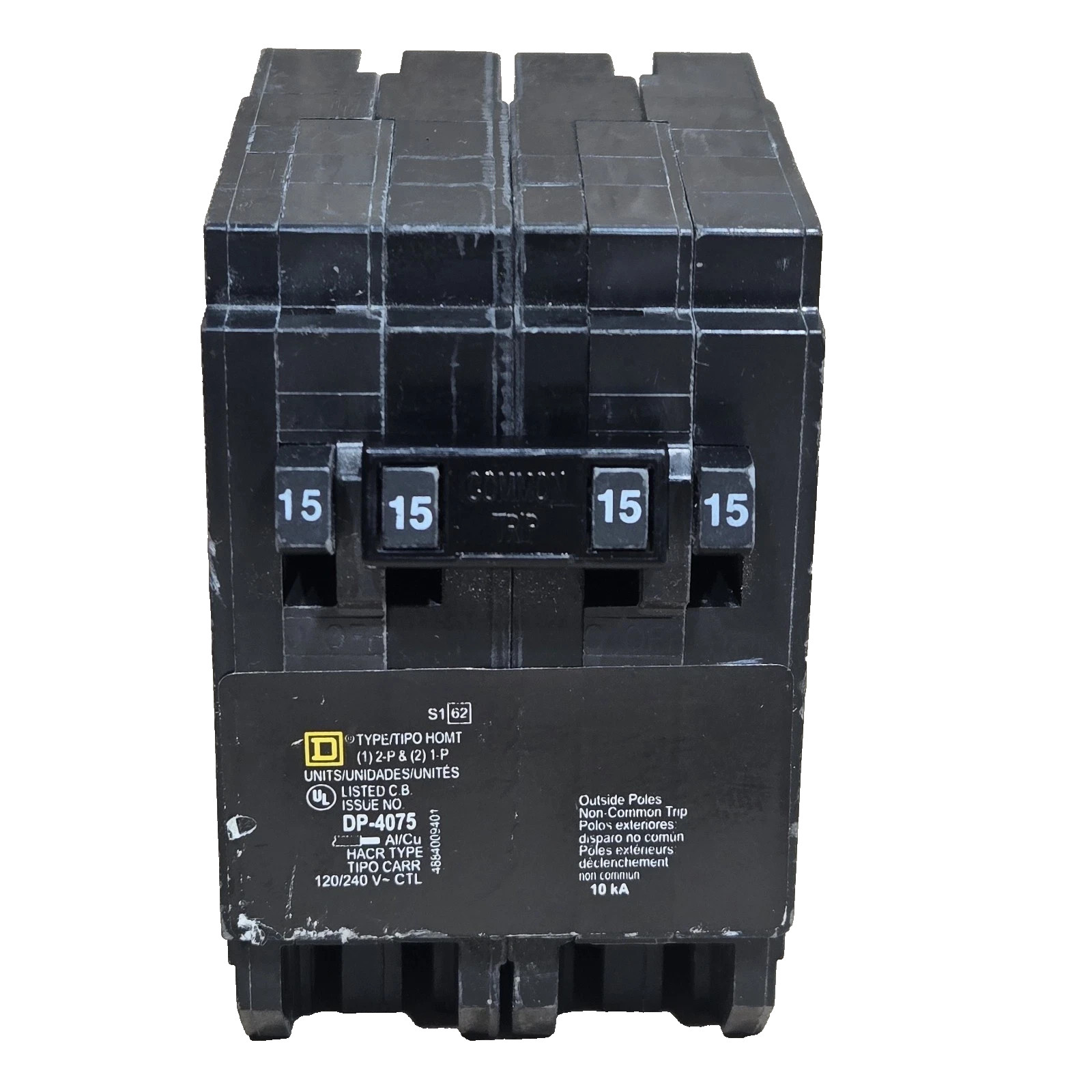 Square D HOMT1515215 Tandem Circuit Breaker 15/15/15 Amp 120V | 1-Pole, 3-Phase