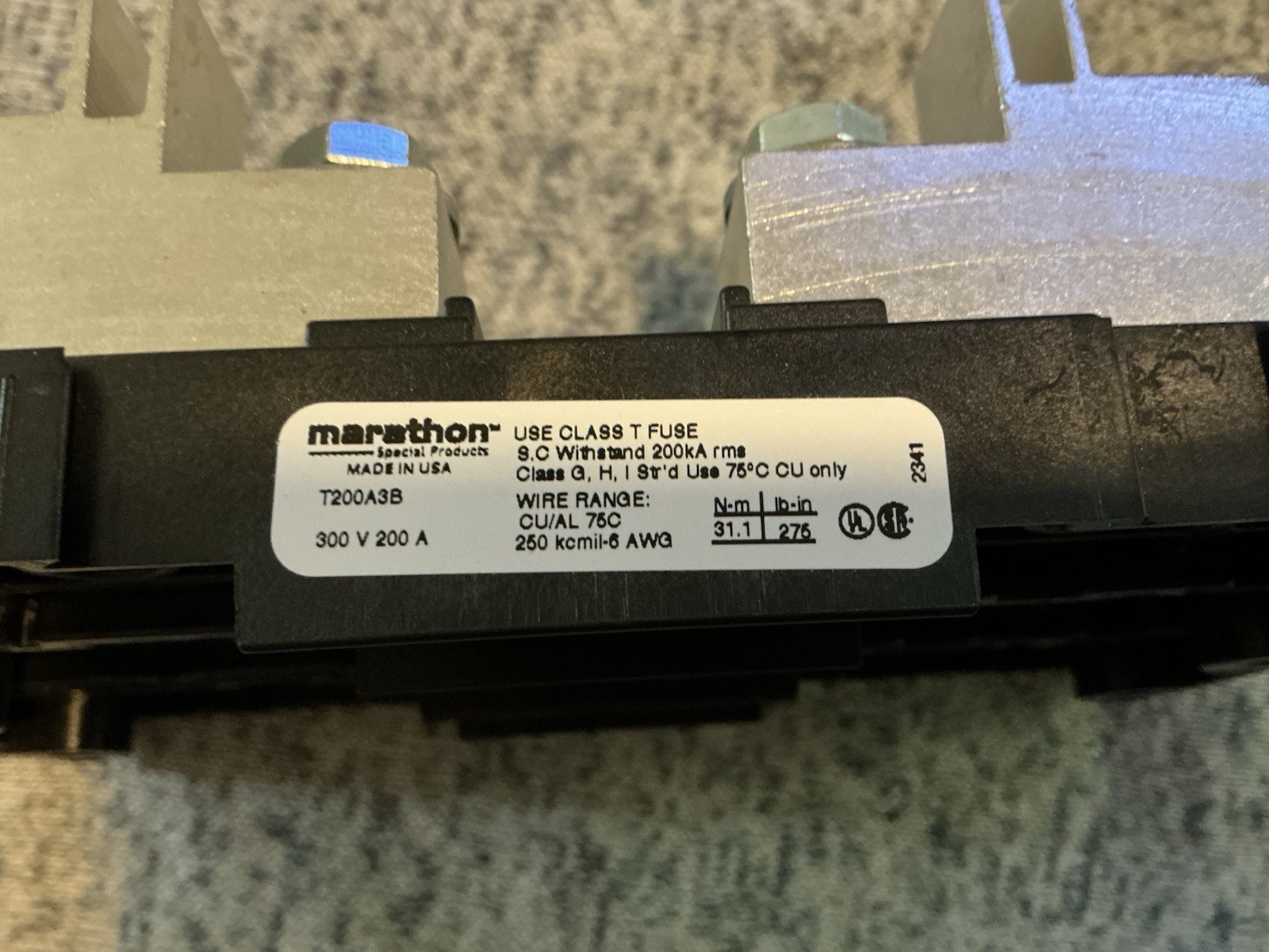 Marathon Class T Fuse Holder 300V 200A 3-Pole T200A3B