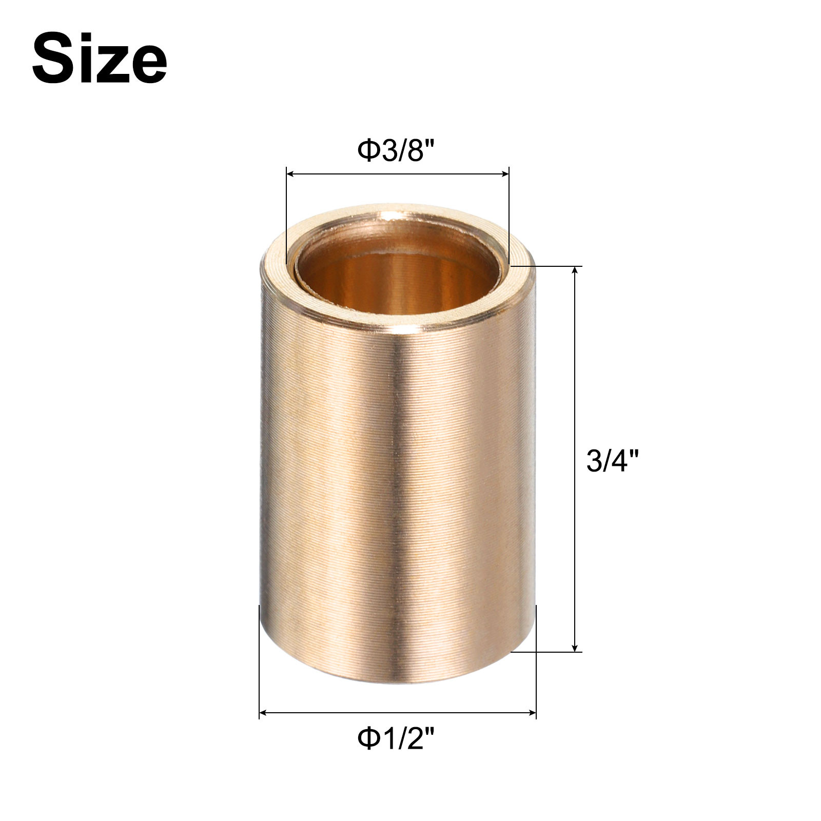 2pcs Sleeve Bearings 3/8″ Bore x 1/2″ OD x 3/4″ Length Brass Bushing