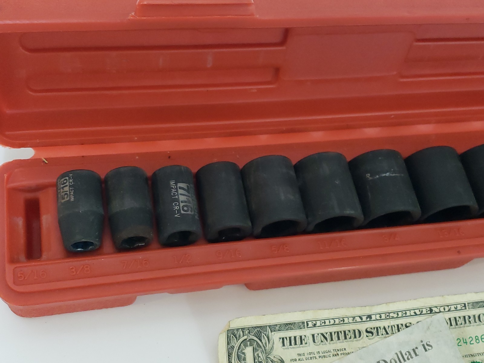 Tekton 3/8 Inch 6 Point Impact Socket Set 11 Piece – Standard SAE – MISSING 9/16