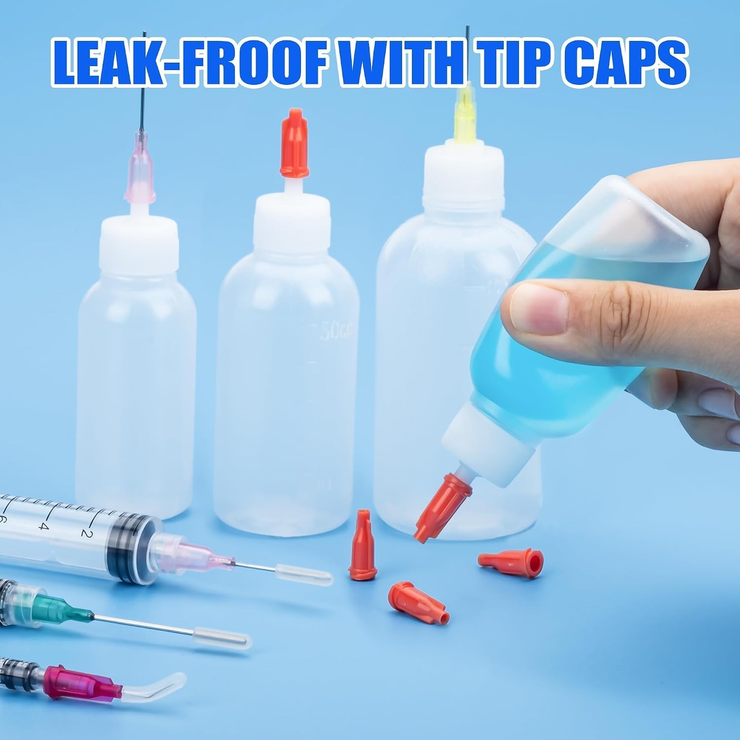 Glue Applicator Syringe with Blunt Tip Needle and Cap, for Liquid, Glue, Ink,