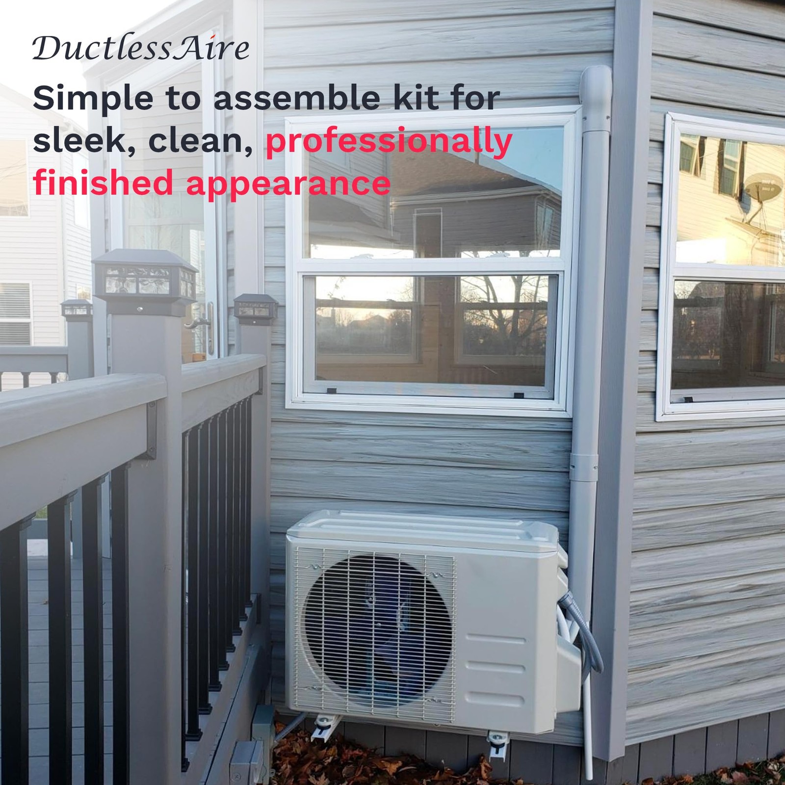 DuctlessAire – Mini Split Line Set Cover Kit – Paintable Mini Split Cover for Ai