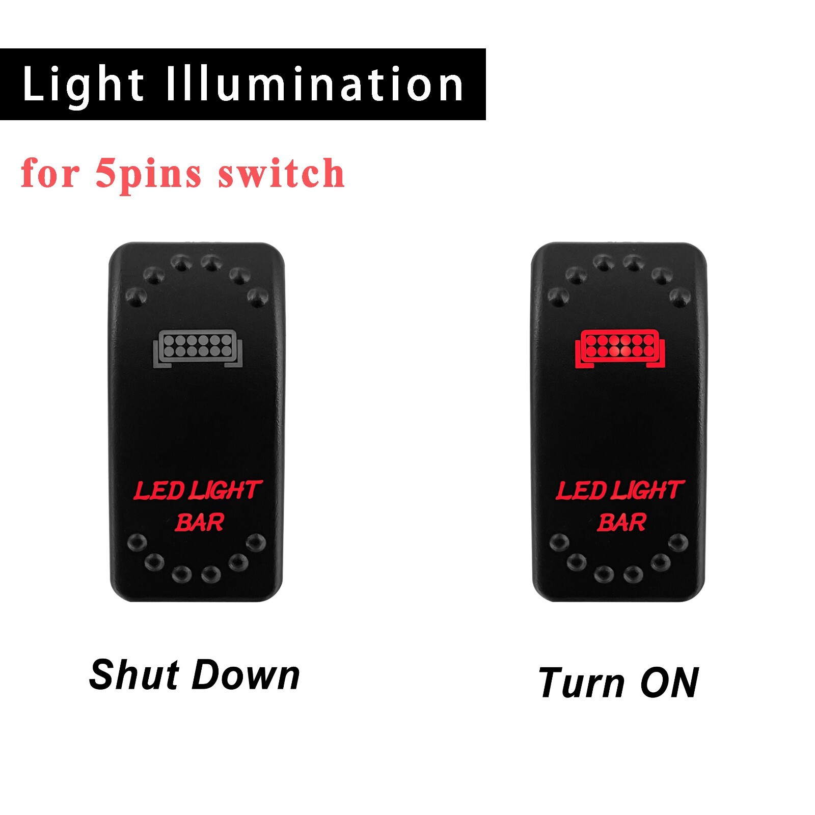 Rocker Switch Button Red Led Light Bar ON OFF 5Pin/7Pin For Car Boat Truck Parts