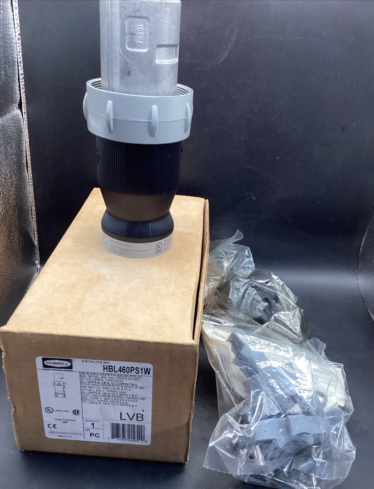 Hubbell HBL460PS1W. Heavy Duty Pin and Sleeve, Male Plug, 60 A 600 V, 4 Wire, 4X