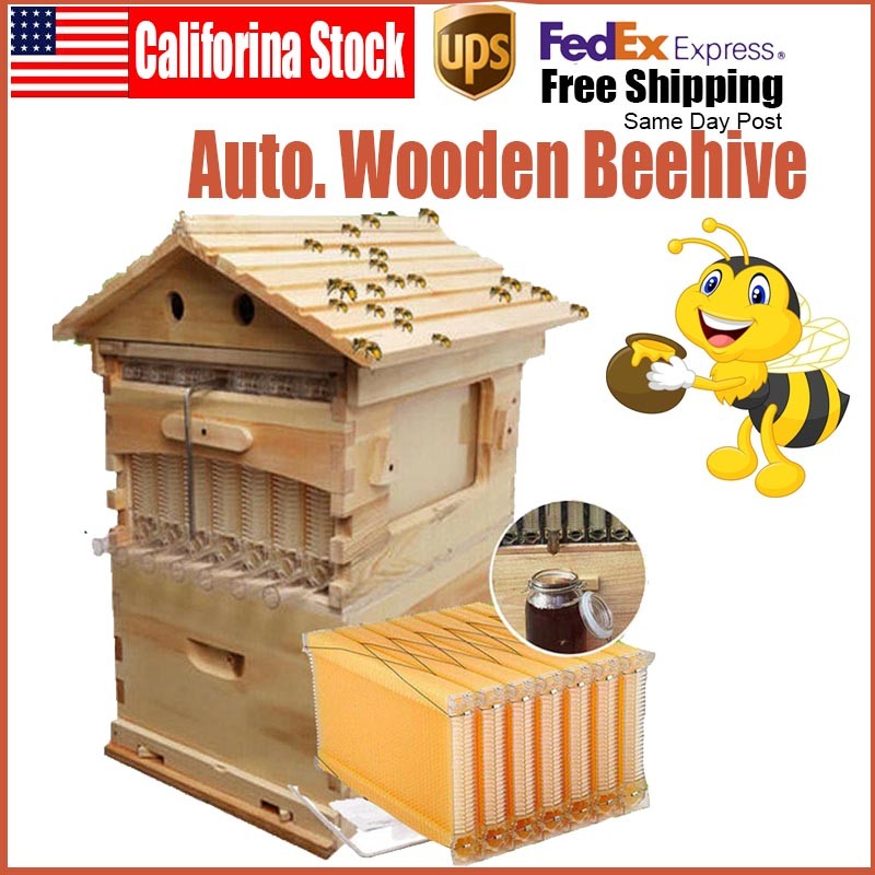 Auto Ooze Honey Beehive Box Wooden Beehive House with 7 AutomaticBeehive Frames