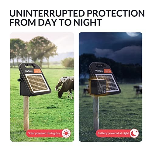 10 Mile Solar Electric Fence Charger – 0.16J Portable Energizer with Day/Night M