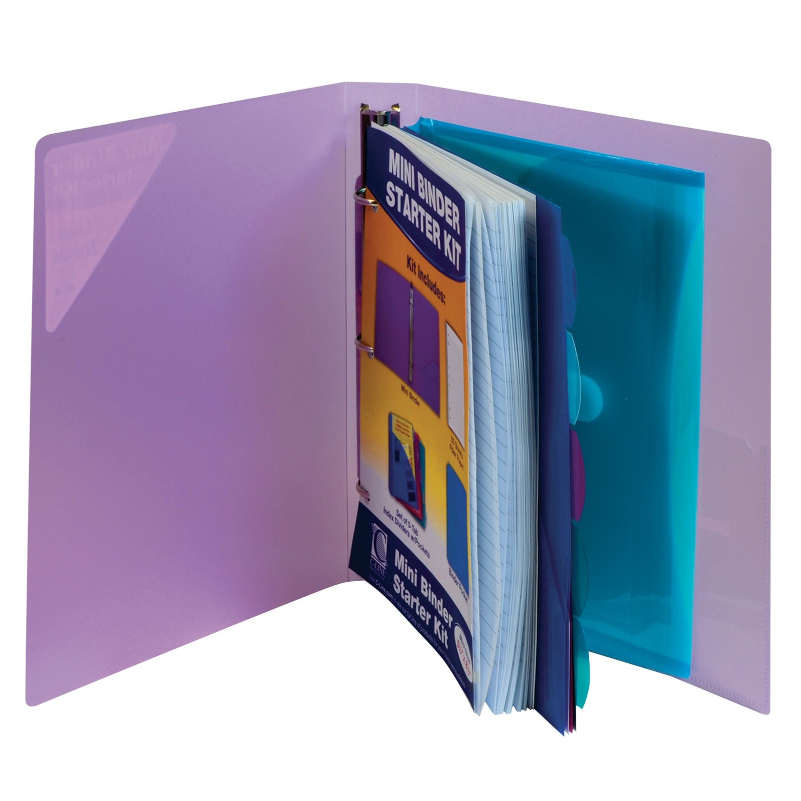 C-Line Mini Binder Starter Kit: Binder Index Dividers Filler Paper Color Varies