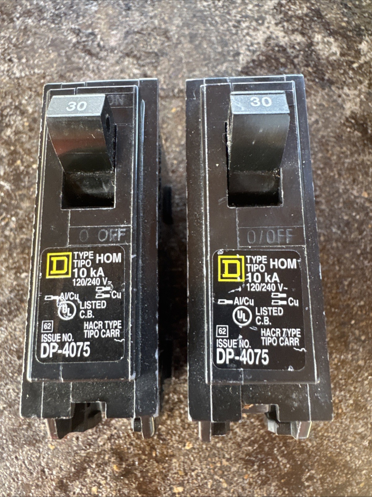 (2) Homeline 30 Amp One-Pole Circuit Breaker HOM130CP, Square D Breakers