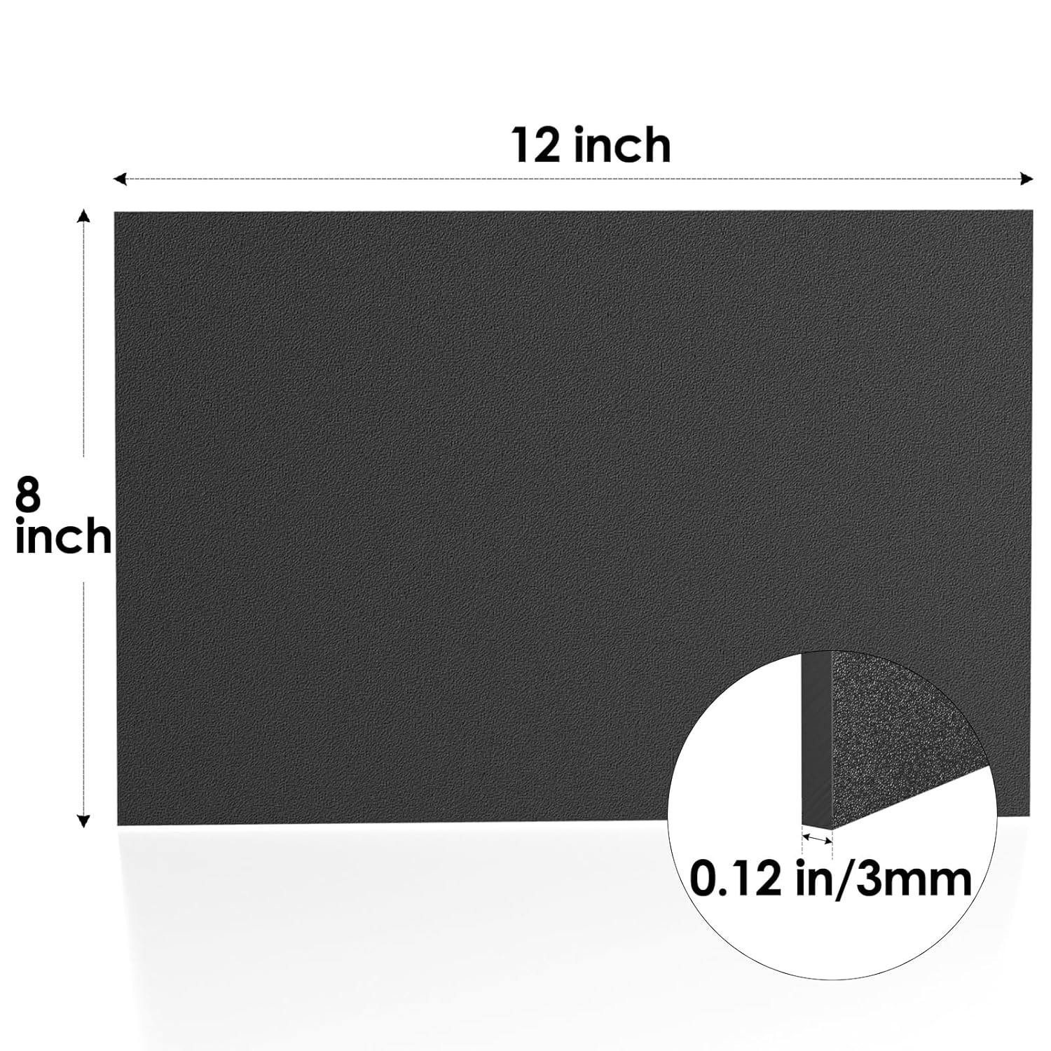 ABS Plastic Sheet 1/8 Inch Thick (3Mm) – 12″ X 8″, Black Waterproof Rigid Thermo