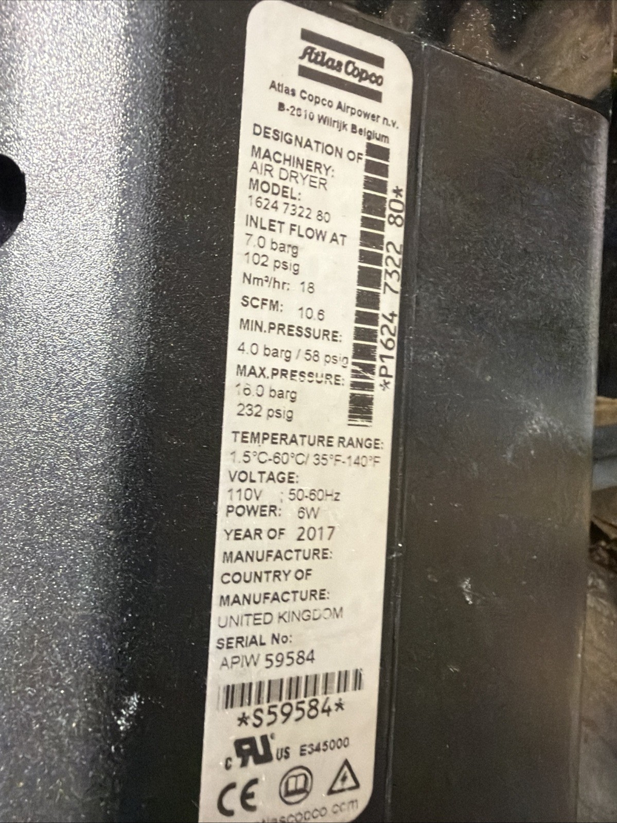 Atlas Copco CD5+ With Dewpoint Saver,Filter And Trap As Shown
