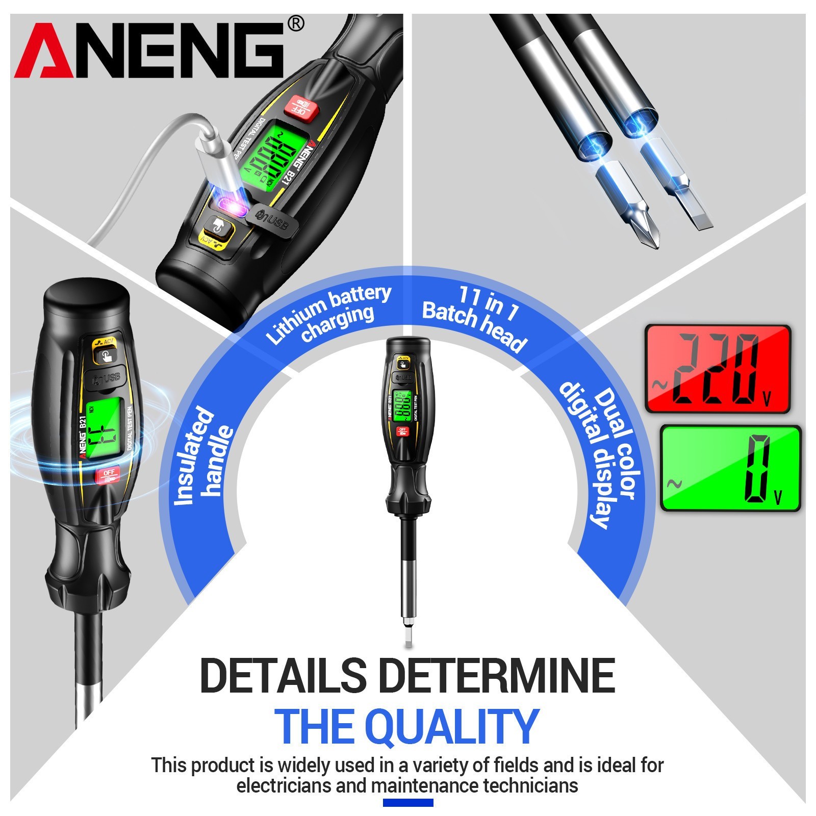 Digital Voltage Detector Tester CAT IV 600V Non Contact AC 30-1000V Rechargeable