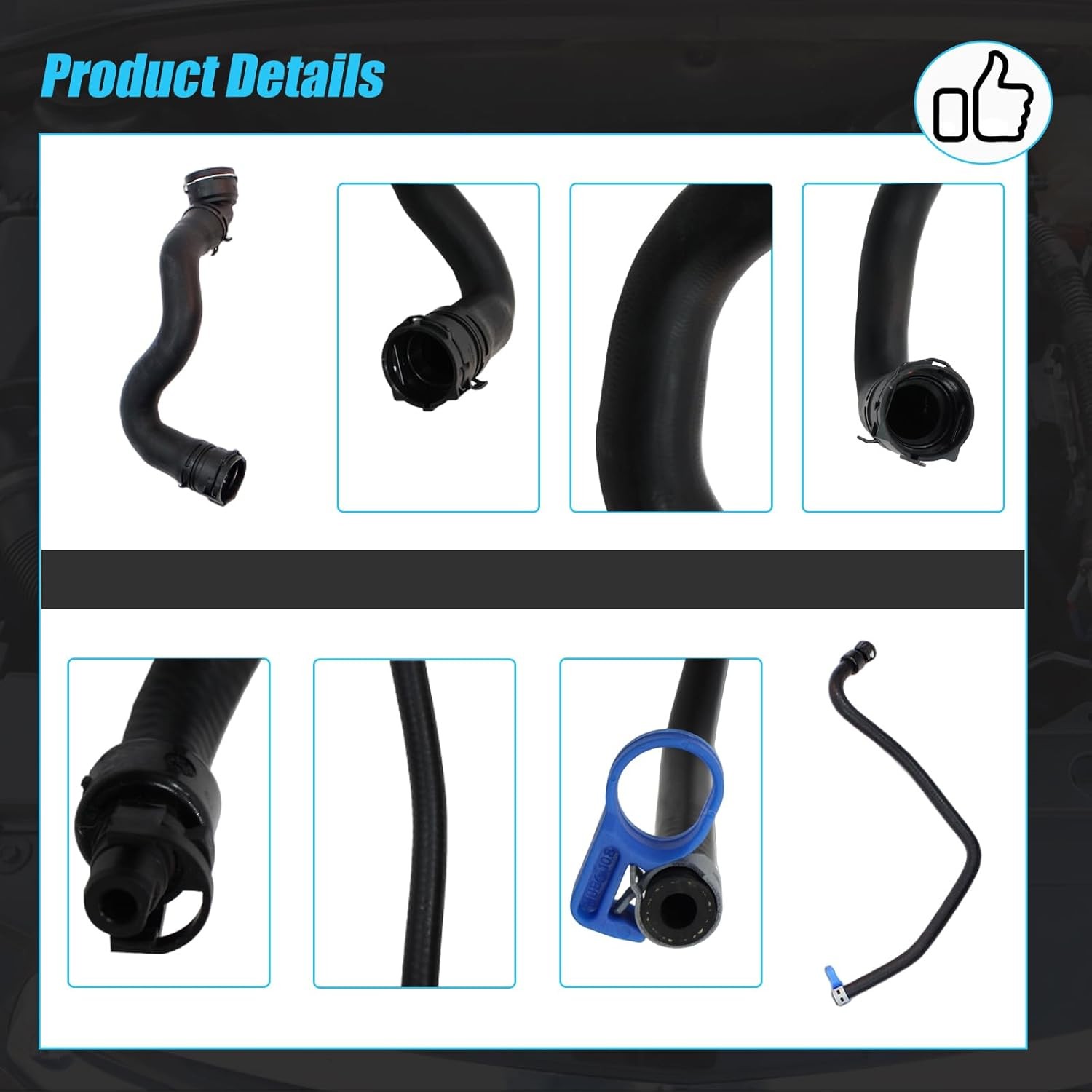 6 PCS Engine Radiator Coolant & Heater Hose, PCV Pipe, Coolant Inlet & Outlet Pi